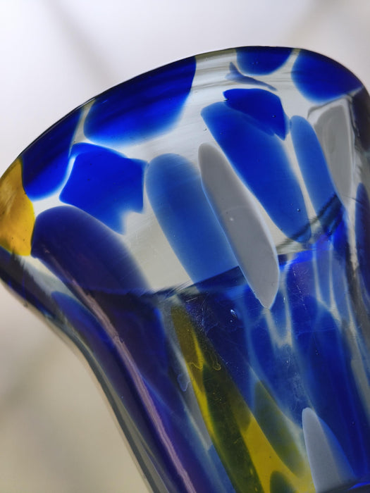 Vintage Murano Style Glass Vase, Cobalt Blue Art Glass, 1970s Bud Vase