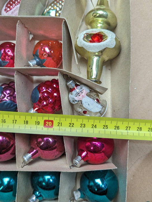 Vintage Christmas Ornaments - 33 Piece Ornament Set With Glass Baubles & Tree Topper