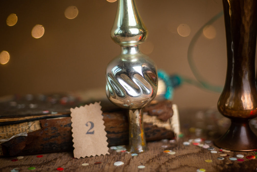 Vintage Silver & Pink Glass Christmas Tree Topper – 1960s