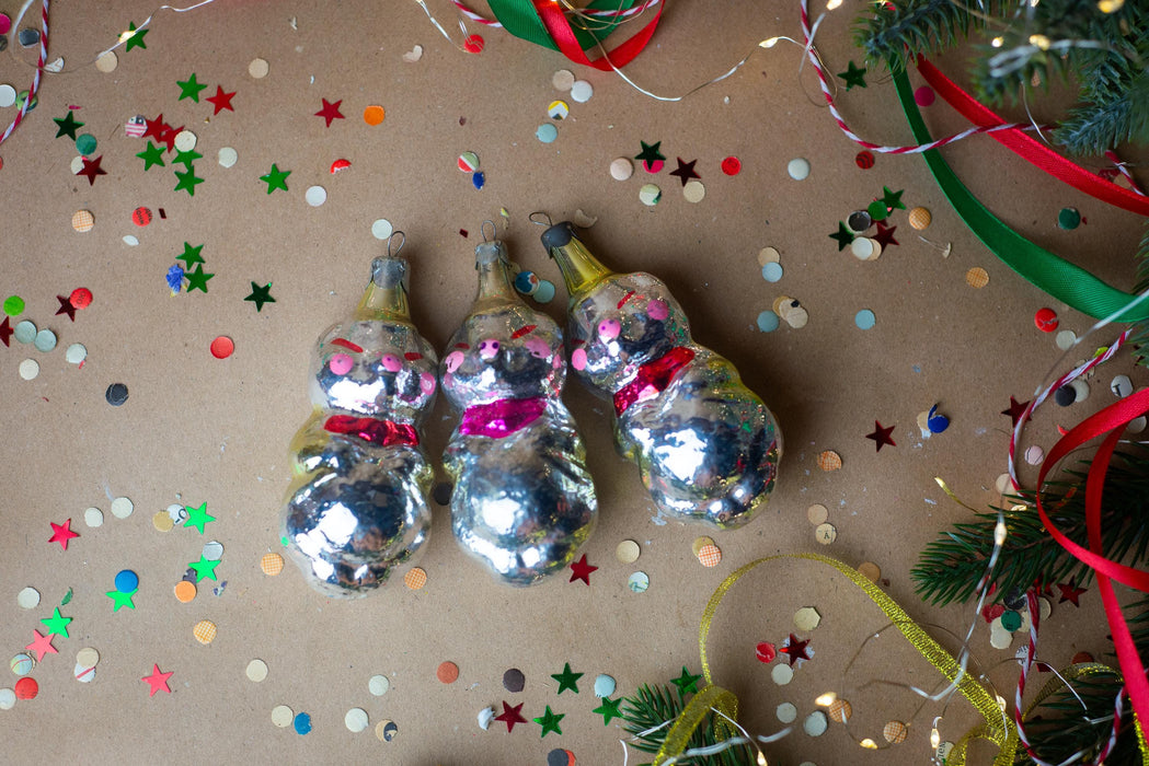 Vintage Glass Pig Ornament, 1970s Three Little Pigs Fairy