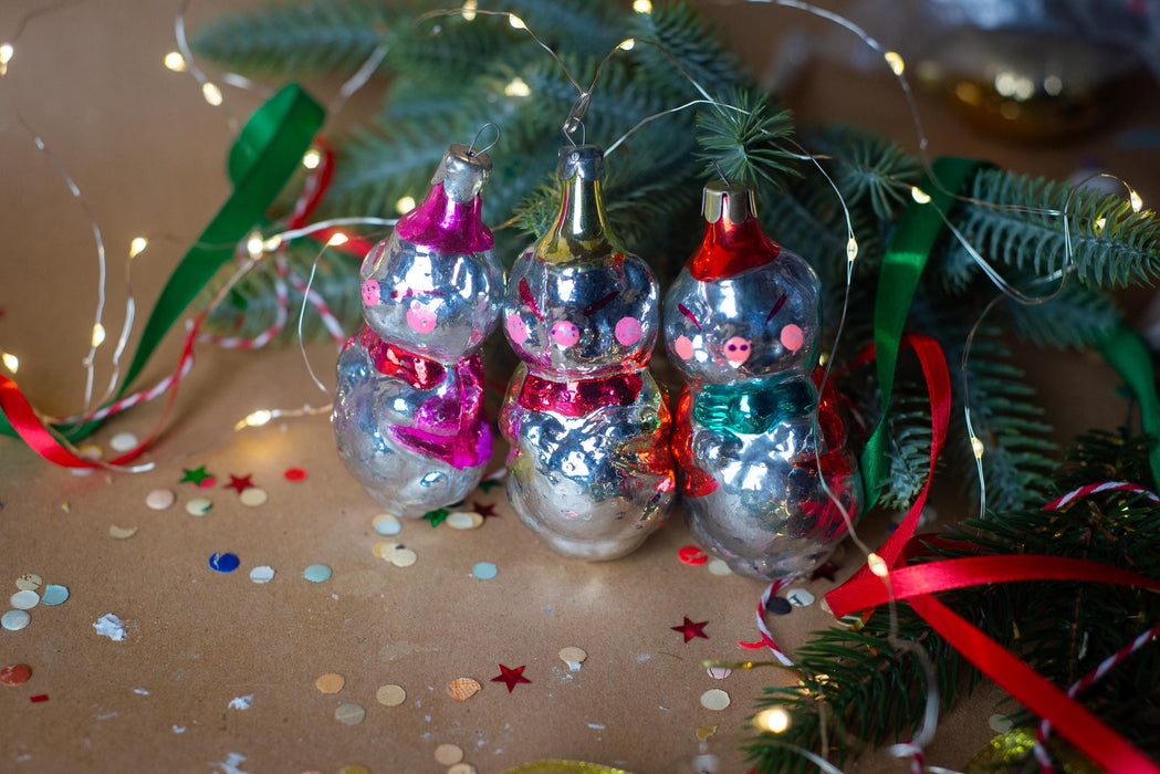 Vintage Glass Pig Ornament, 1970s Three Little Pigs Fairy