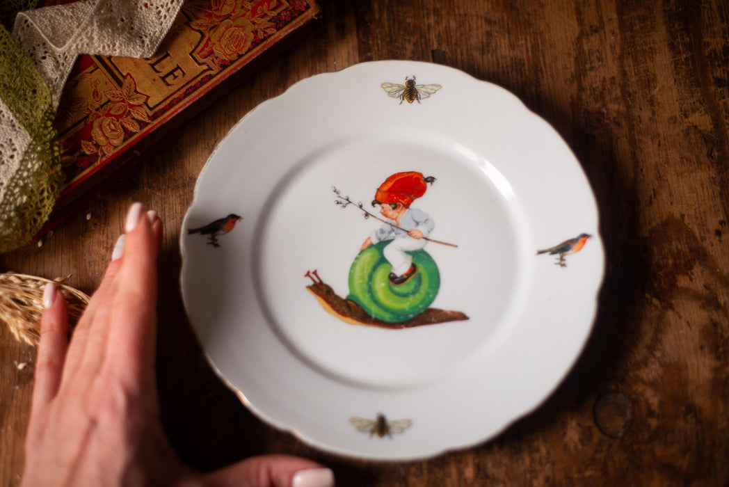 Vintage Bavarian Children Plate - Porcelain Kids Dish With Fairy Tale Design