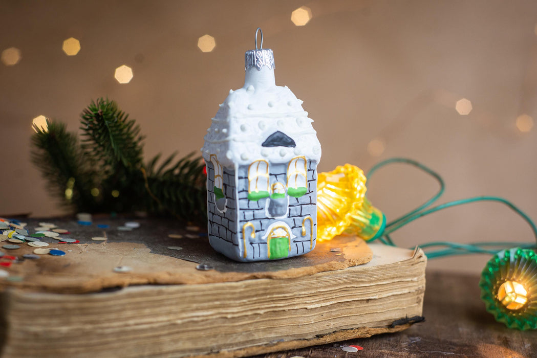 Glass Gingerbread House Ornament, Handblown Christmas