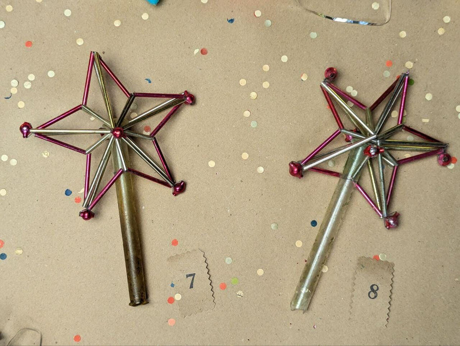 Vintage Beaded Glass Star Tree Topper – Pink & Silver