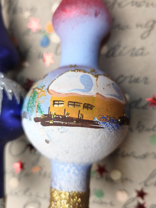 Hand-Painted Glass Christmas Tree Topper – Colorful Finial