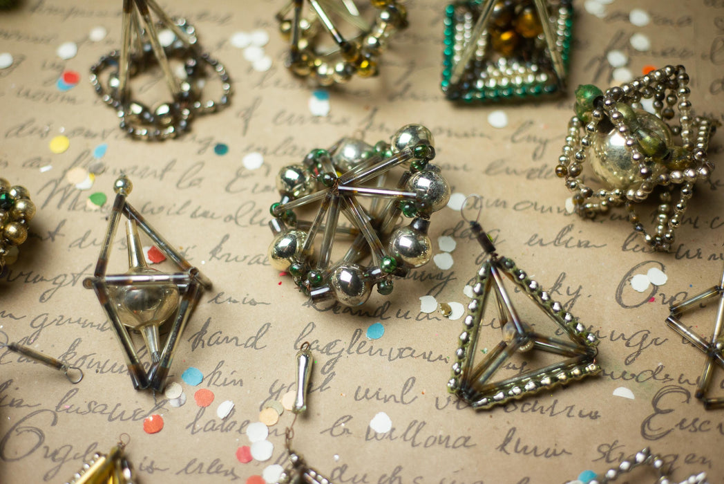 Vintage Sputnik Glass Ornaments – Set of 8