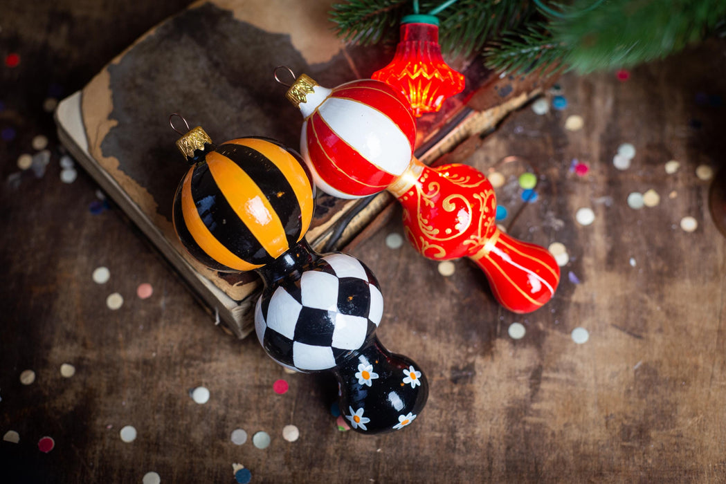 Hand-Painted Circus Harlequin Christmas Glass Ornament