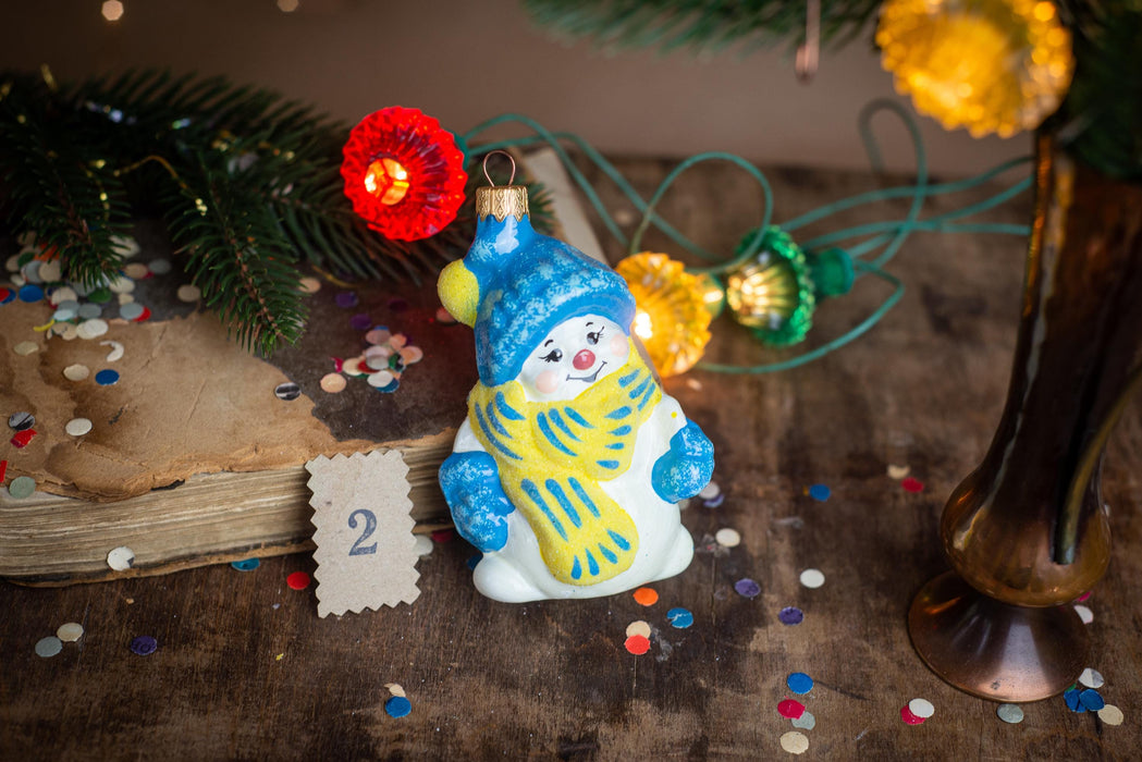 Hand-Painted Snowman Glass Christmas Ornaments