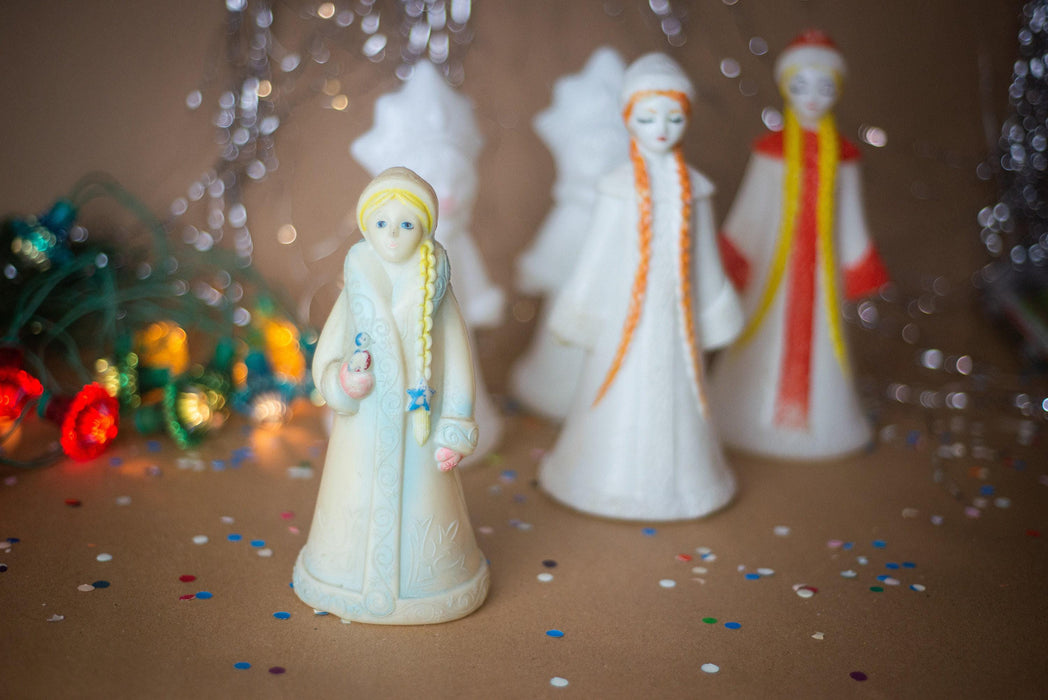 Vintage Plastic Snow Maiden Ornament, Snegurochka