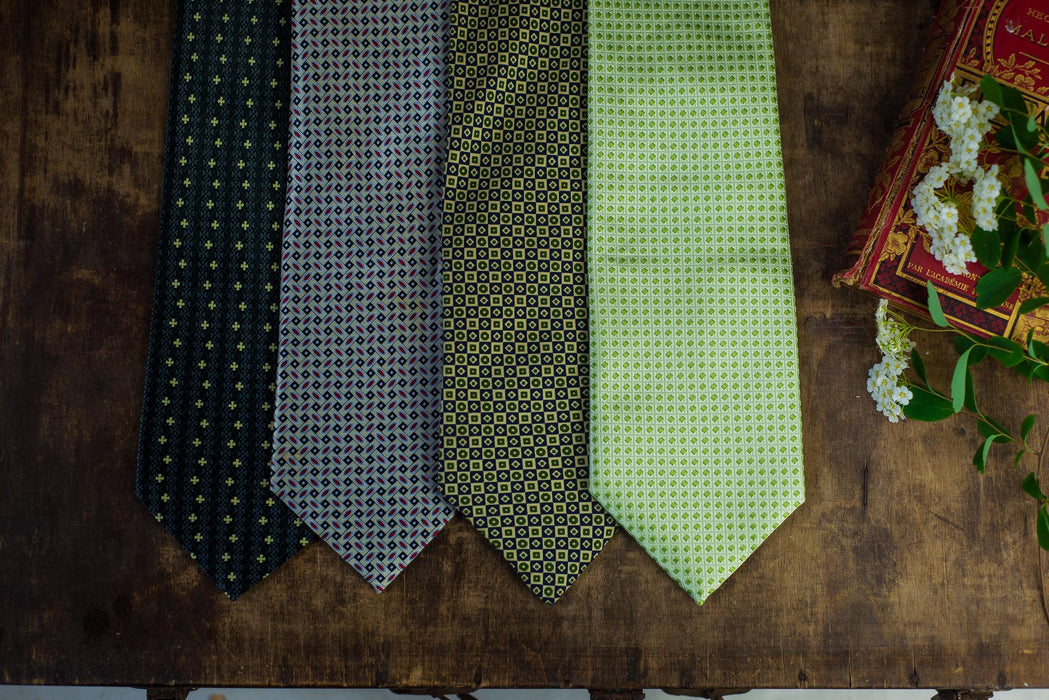 Vintage Silk Neckties Collection, Green Wedding Ties, Designer Menswear Accessories