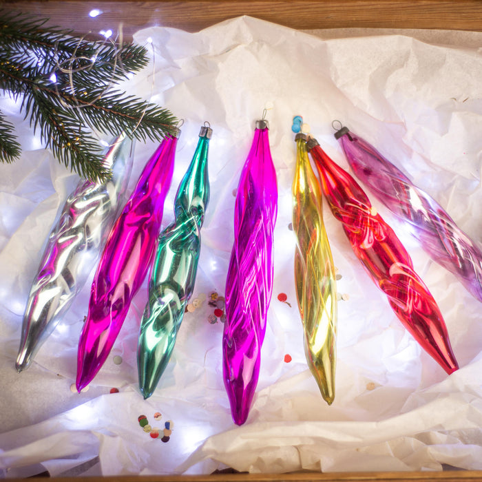 Glass icicles, Big vintage Christmas tree hanging