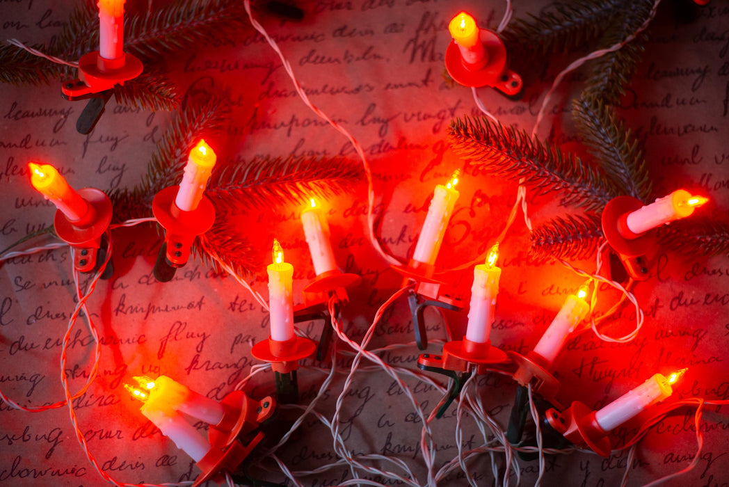 Vintage Clip On Candle Christmas Garland, Retro Tree Lights, Working Holiday String