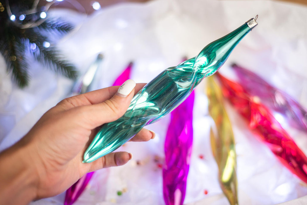 Glass icicles, Big vintage Christmas tree hanging