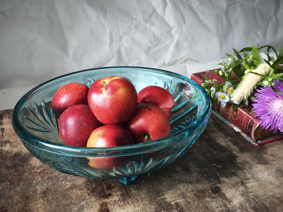 Vintage Purple Crystal Bowl – 1970s Violet Glass Fruit Bowl With Faceted Design