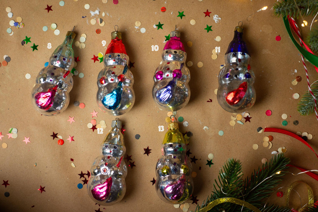 Vintage Glass Snowman Christmas Ornament