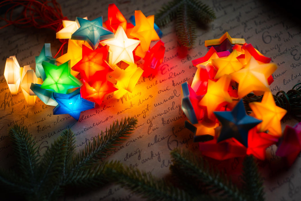 Vintage Star Christmas Lights, Retro Christmas Tree Garland, Working Christmas String Lights