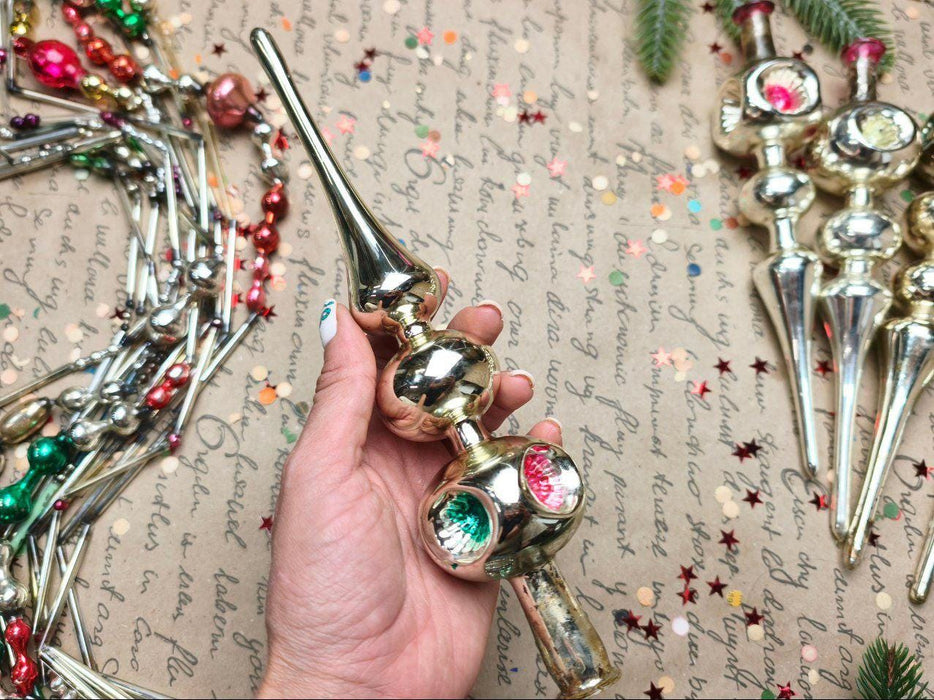 Vintage Silver Glass Christmas Tree Topper – 1950s