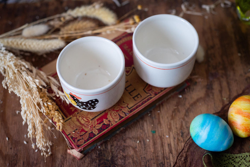 Vintage Ceramic Chicken Cups – Hand Painted Italian Ceramic Cups | Easter Tableware Set