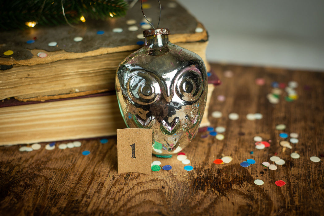 Vintage Owl Glass Ornament, Large Christmas Bird
