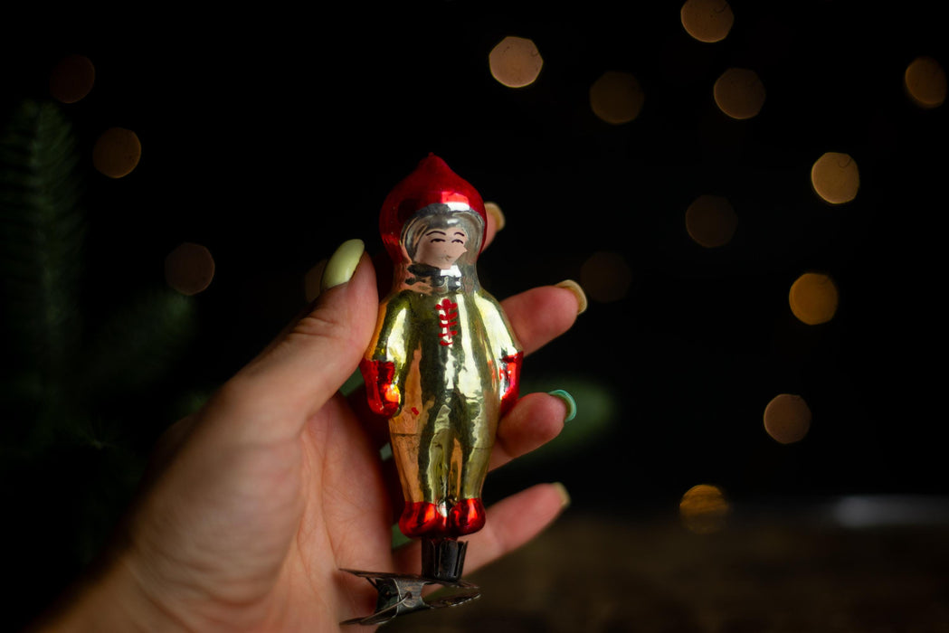 Rare Soviet Cosmonaut Ornament, 1960s Glass Space Decor