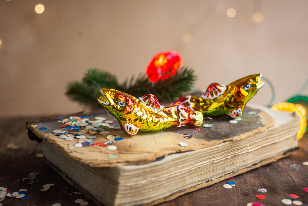 Goldfish Glass Christmas Ornament, Hand Painted Koi Fish