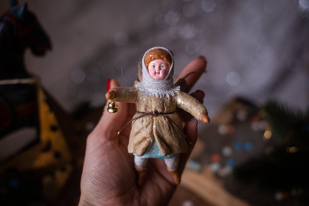 Spun Cotton Angel Boy Ornament, Vintage Inspired