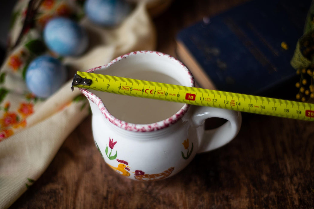 Easter Vintage ceramic pitcher vase with chicken and rooster, retro jug vase, rustic Easter pitcher