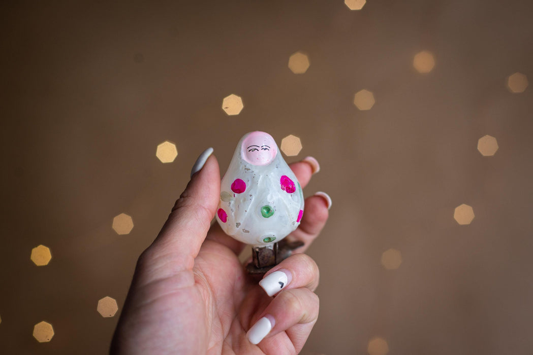 Vintage Glass Nesting Doll Christmas Ornament