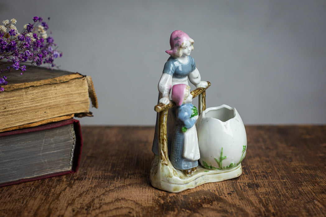 Easter Porcelain Figurine – Vintage Ceramic Woman With Girl Statuette