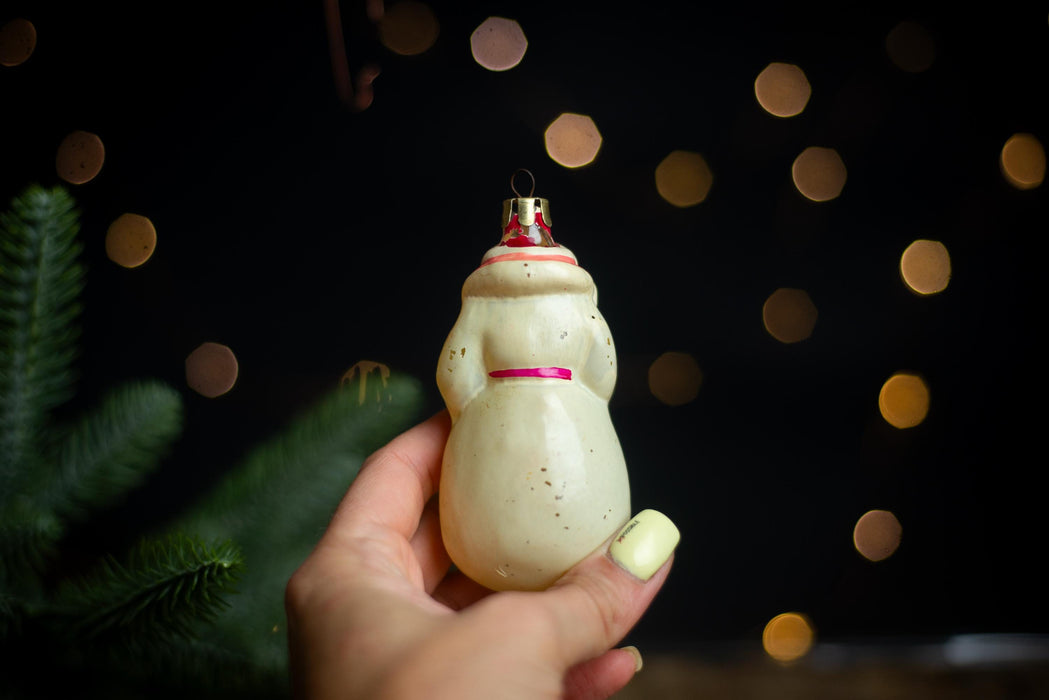 Vintage Glass Santa Claus Ornament, Mid Century Old World
