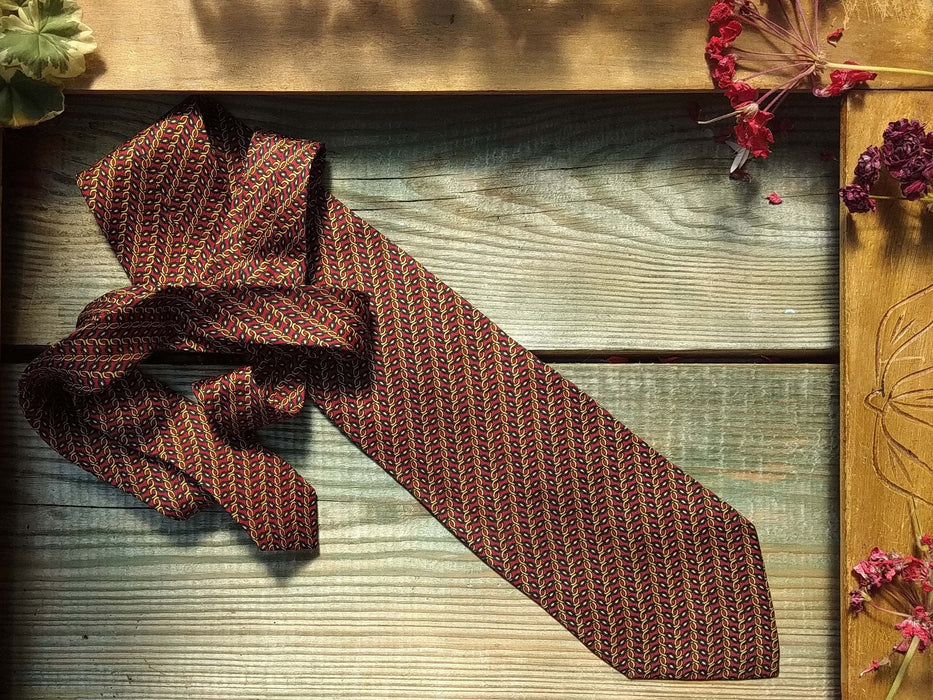 Vintage Silk Ties, Red Floral & Striped Neckties, Retro Mens Accessories, Classic 90s Style
