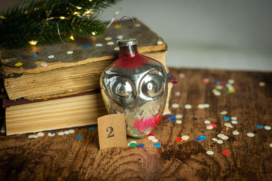 Vintage Owl Glass Ornament, Large Christmas Bird