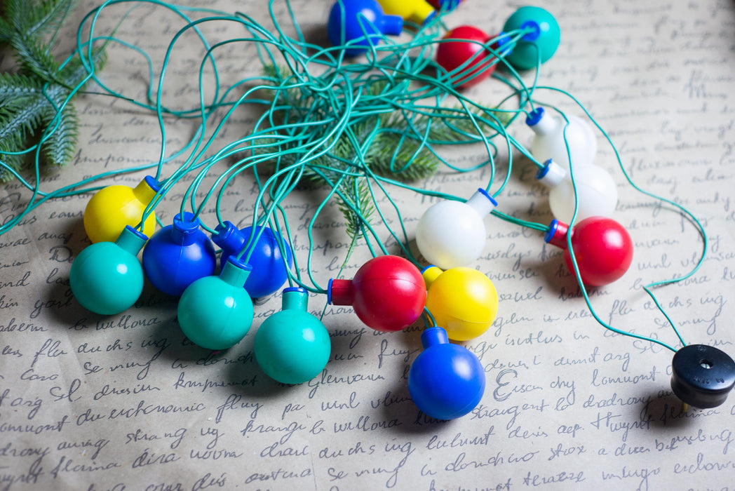 Vintage Globe Christmas Lights, Retro Christmas Tree Garland, Working Christmas String Lights