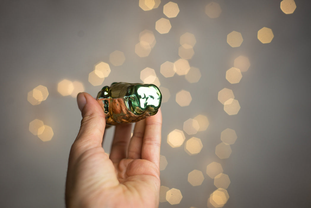 Vintage Baby Christmas Ornament, Glass Clip-On Tree