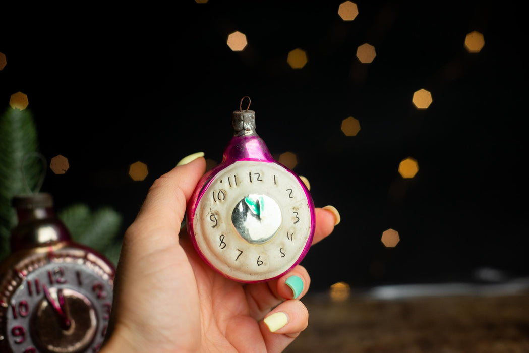 Vintage Glass Clock Ornaments, Nostalgic New Year