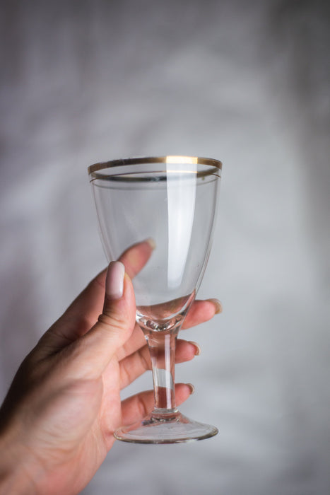 Vintage Gold Rim Wine Glasses – Set of 4