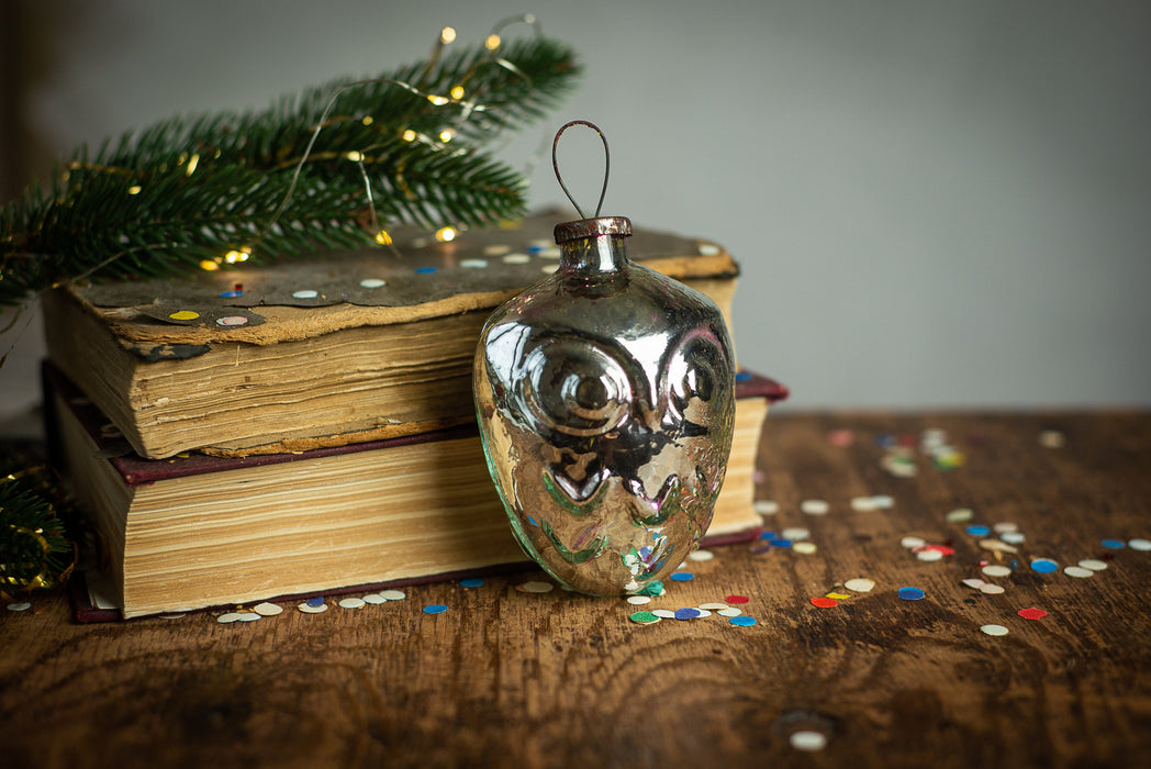 Vintage Owl Glass Ornament, Large Christmas Bird