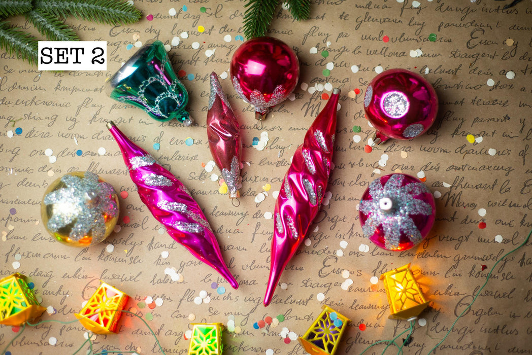 1950s Mixed Glass Ornaments – Set of 13