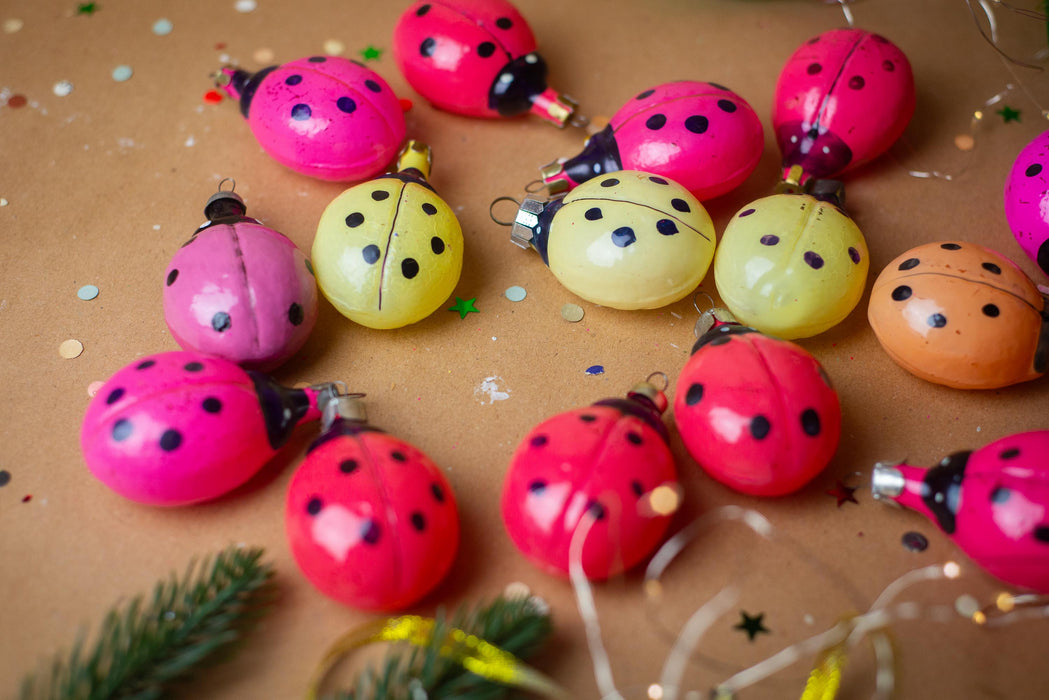 Ladybug Christmas Ornament, Vintage Glass Christmas Tree