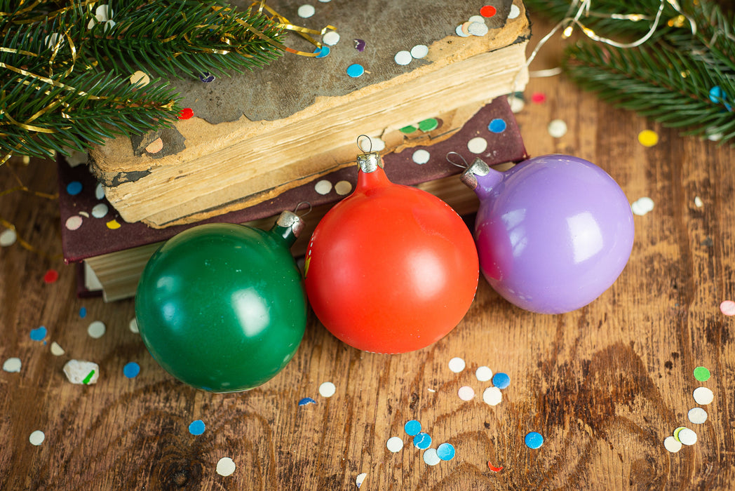 Vintage Glass Christmas Baubles, Hand Painted European