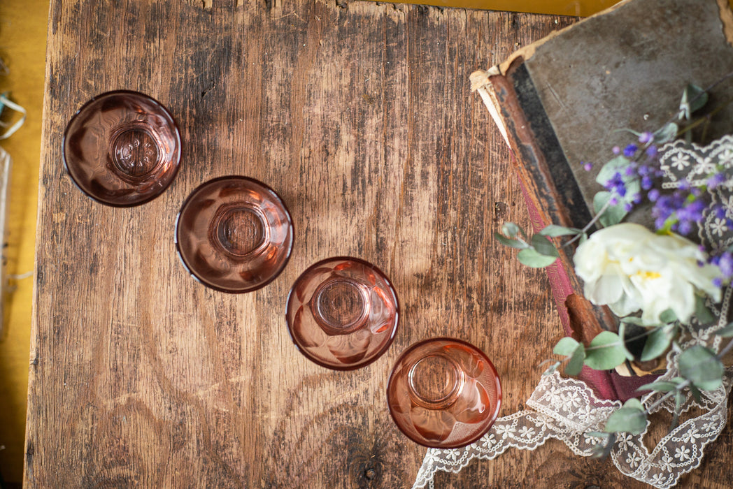Vintage Pink Shot Glasses – Mid-Century Barware Set