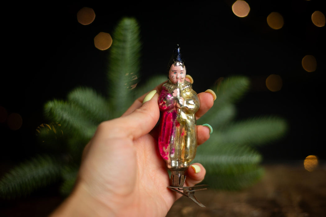 Rare Pierrot Christmas Ornament, Vintage Clown Tree