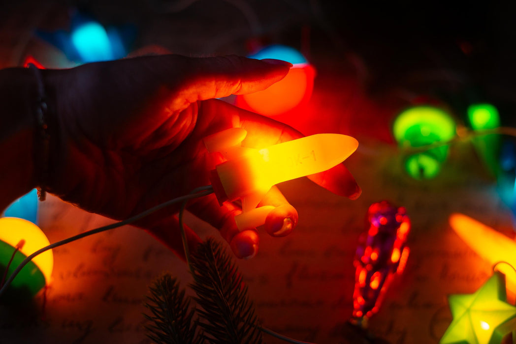Vintage Space Christmas Lights, Rocket Tree Garland, Working Retro Christmas String Lights