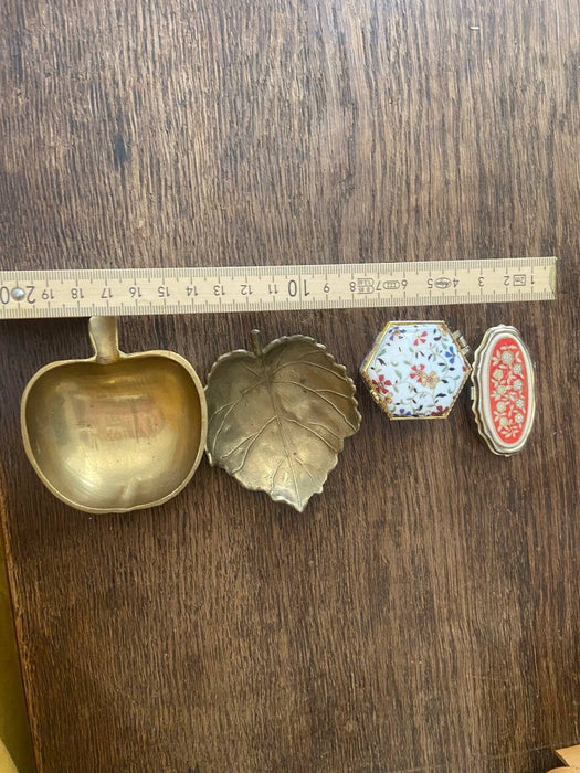 Brass Trinket Dish - Vintage Leaf Dish | Jewelry Ring Holder Tray, Small Brass Plate