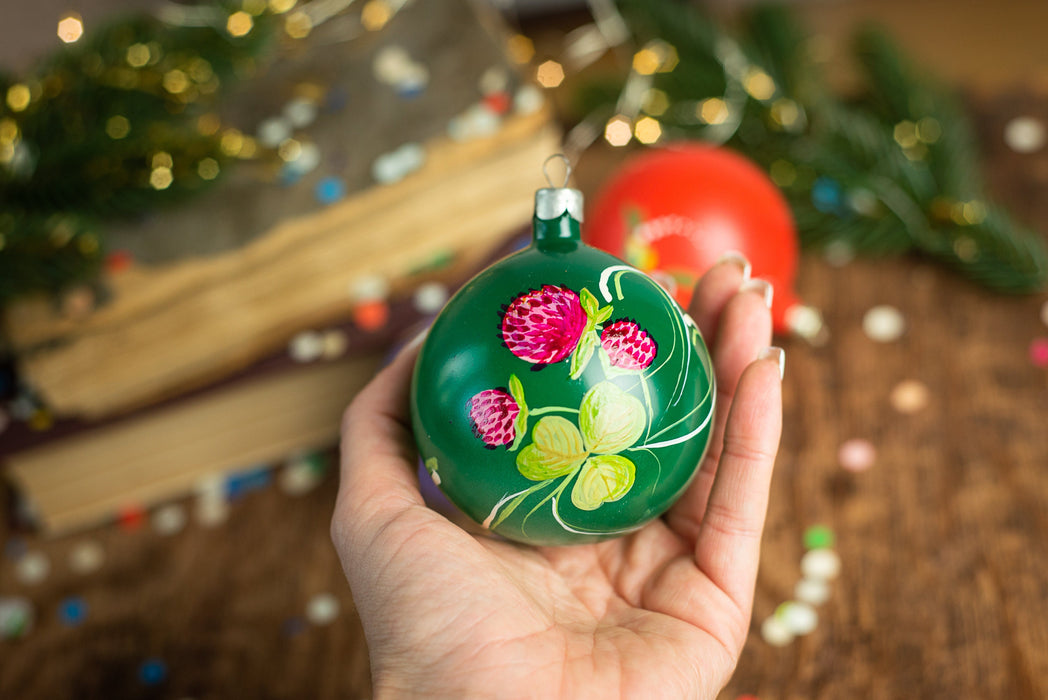 Vintage Glass Christmas Baubles, Hand Painted European