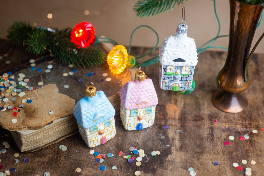 Glass Gingerbread House Ornament, Handblown Christmas