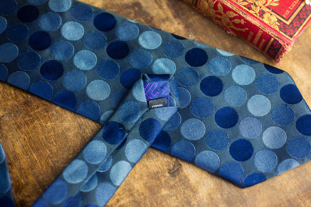 Vintage Blue Silk Neckties, Designer Wedding Tie Collection, Italian Formal Menswear