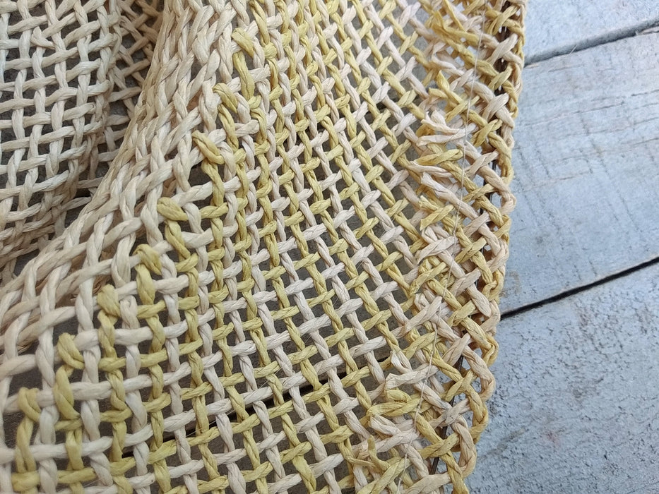 Vintage 1990s Straw Sun Hat, Translucent Light Yellow Wide Brim Boho Style