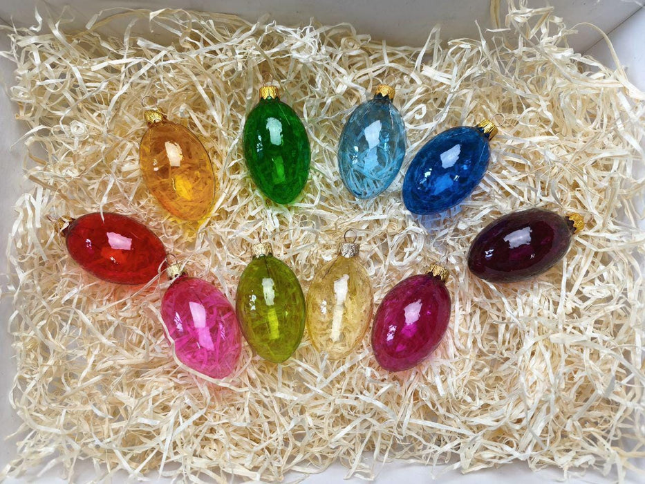Glass Easter Egg Ornaments Set, Hanging Easter Tree Decor, Spring Glass Eggs