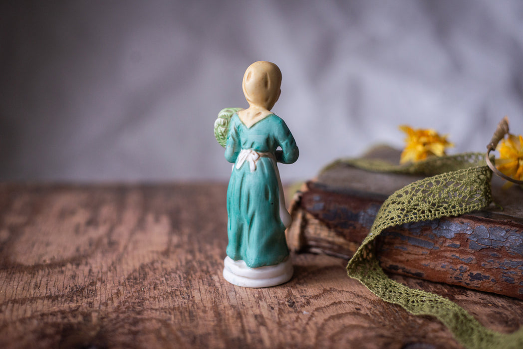 Vintage Granny Figurine Belgian Bisque Porcelain Harvest Ornament